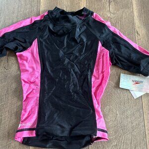 NWT Speedo Rash Guard Swim Girls Kids Bathing Suit S Small UV Protected
